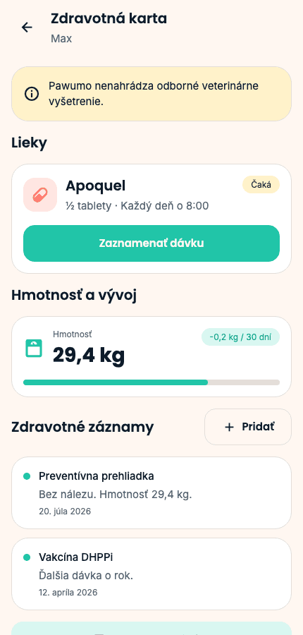 Skutočná zdravotná karta Pawumo